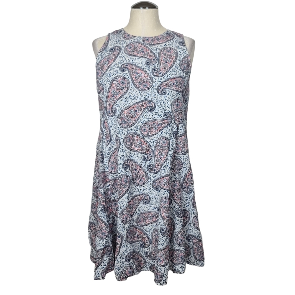 Old Navy Paisley Blue White Print Crewneck Sleeveless Mini Dress M